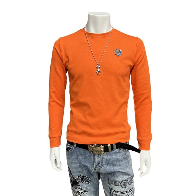 Muški pamučni sweatshirt slim-fit s okruglim izrezom i dugim rukavima