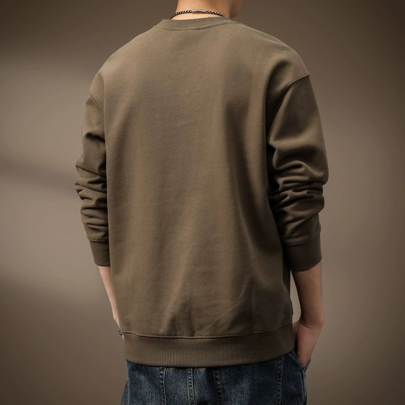 Muški hoodie s kapuljačom od platinske pamuka s krznom zeca (96%+), srednja debljina, 280–300 g/m², okrugli izrez, proljeće