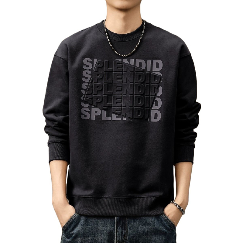 Muški hoodie s kapuljačom od platinske pamuka s krznom zeca (96%+), srednja debljina, 280–300 g/m², okrugli izrez, proljeće