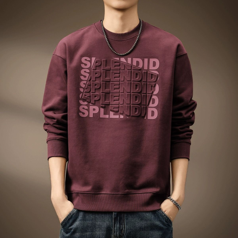 Muški hoodie s kapuljačom od platinske pamuka s krznom zeca (96%+), srednja debljina, 280–300 g/m², okrugli izrez, proljeće