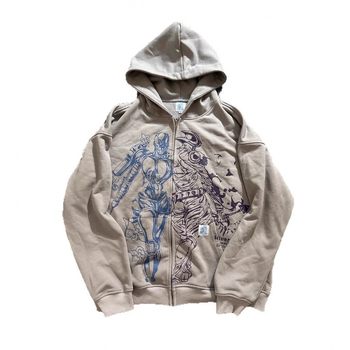 Muški hoodie s kapuljom i zatvaračem, opušten kroj, 3D ispis, gradski stil, poliester tkanina