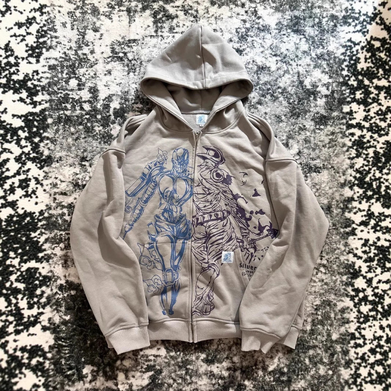 Muški hoodie s kapuljom i zatvaračem, opušten kroj, 3D ispis, gradski stil, poliester tkanina