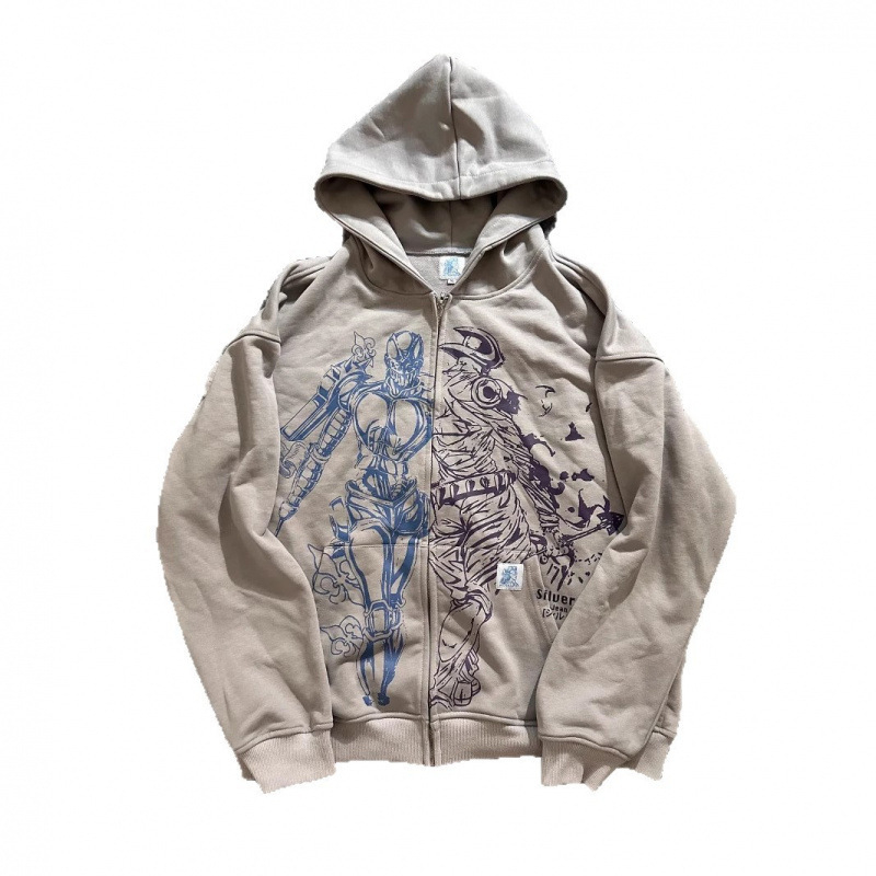 Muški hoodie s kapuljom i zatvaračem, opušten kroj, 3D ispis, gradski stil, poliester tkanina