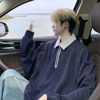 Duks s ovratnikom tip Lapel, polu-zip, poliester 96%+