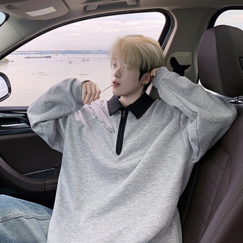 Duks s ovratnikom tip Lapel, polu-zip, poliester 96%+