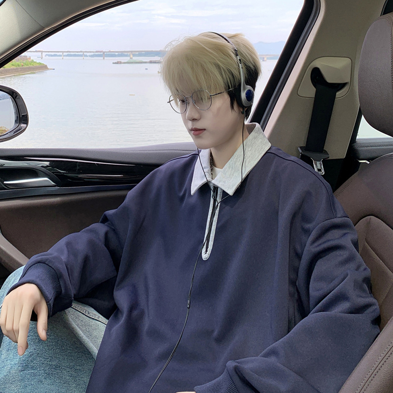 Duks s ovratnikom tip Lapel, polu-zip, poliester 96%+