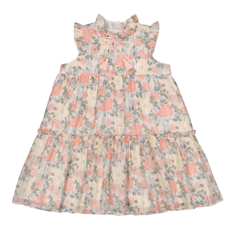 Детска памучна рокля, проста без ръкави, флорален принт