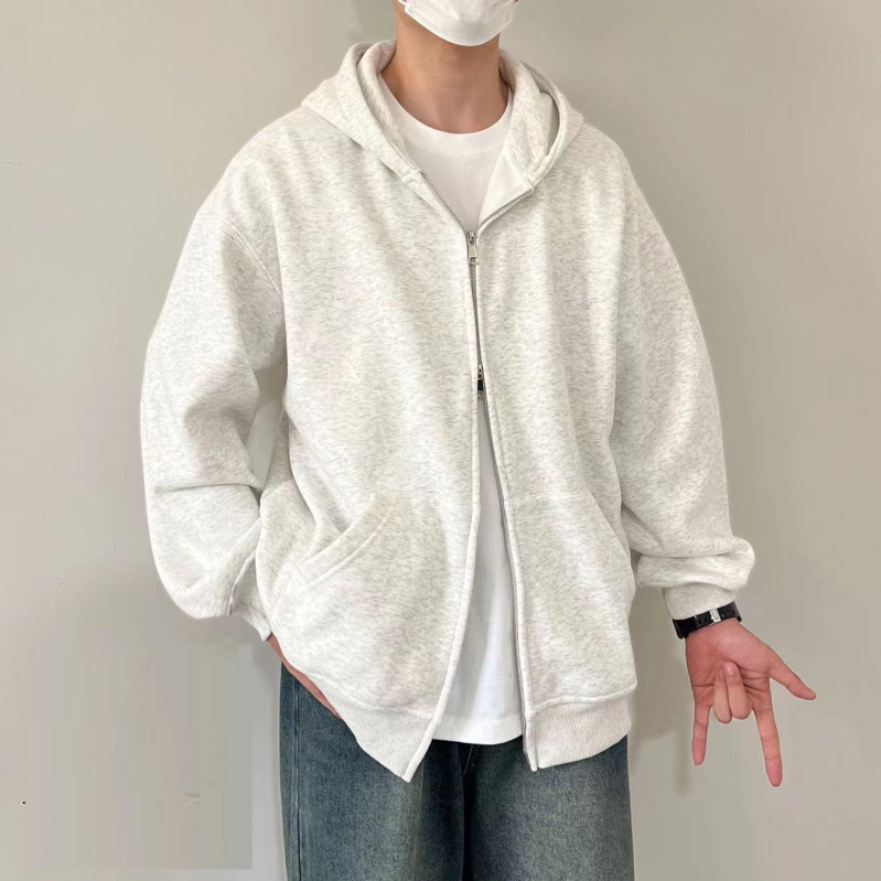 Unisex kardigan-sweatshirt s kapuljom, 420 g, širok i opušten kroj, jednobojna boja, ks001