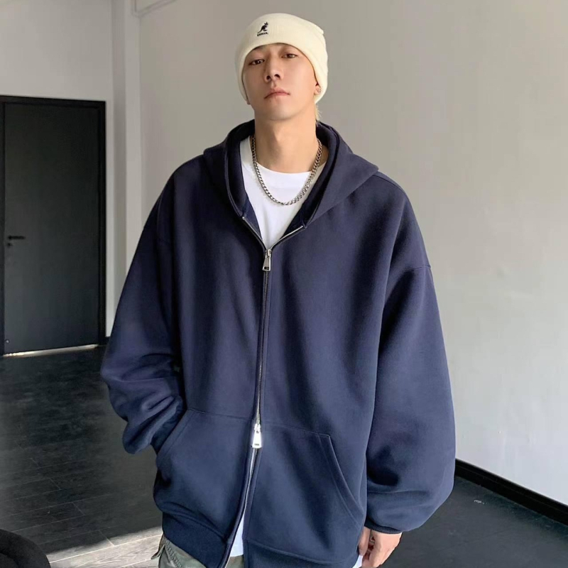 Unisex kardigan-sweatshirt s kapuljom, 420 g, širok i opušten kroj, jednobojna boja, ks001