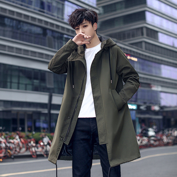 Vyrų ilgasis paltas su gobtuvu ir užtrauktuku – ruduo 2024