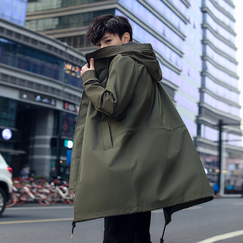 Vyrų ilgasis paltas su gobtuvu ir užtrauktuku – ruduo 2024