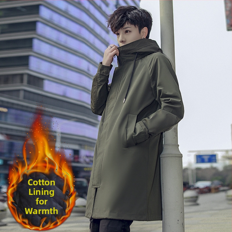 Vyrų ilgasis paltas su gobtuvu ir užtrauktuku – ruduo 2024