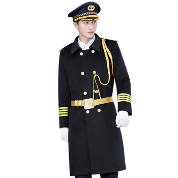 Žieminis darbinis paltas su dvigubu užsegimu, kiilotuotas storas vilnos-poliesterio audinys, pamušalas poliesteris, daug kišenių