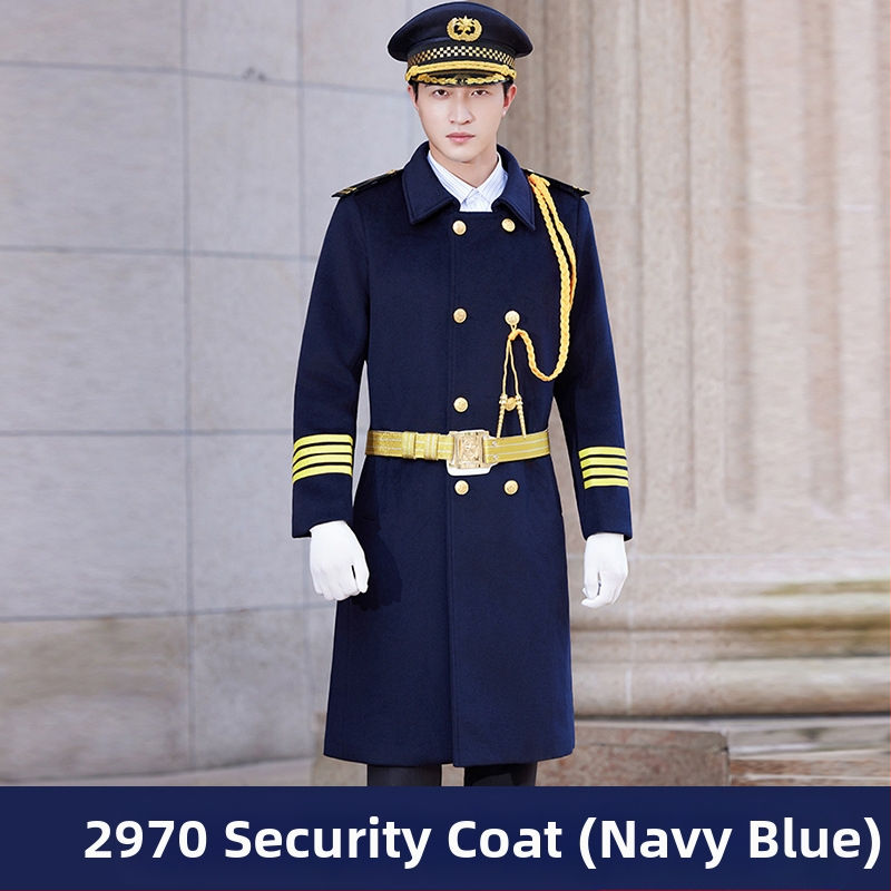 Žieminis darbinis paltas su dvigubu užsegimu, kiilotuotas storas vilnos-poliesterio audinys, pamušalas poliesteris, daug kišenių