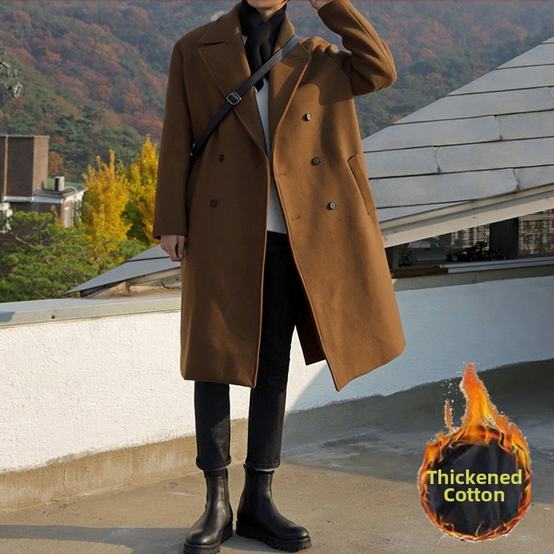 Paltas korejiško stiliaus, laisvo kirpimo, vidutinio ilgio, dvigubo užsegimo, poliesterio audinys