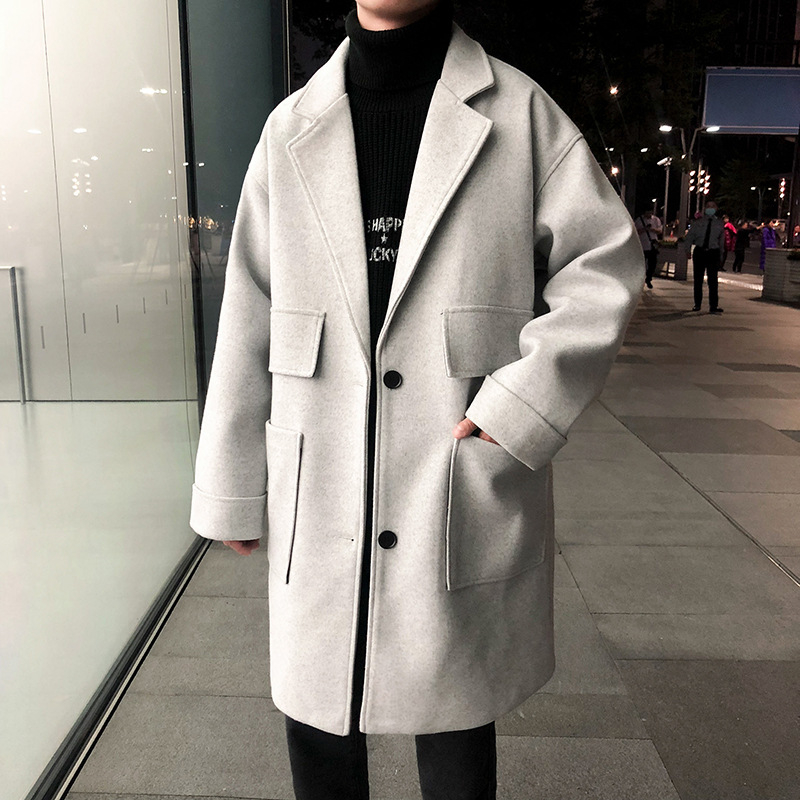 Paltas japonų stiliumi, vidutinio ilgio, vienos eilės užsegimas, apykaklė