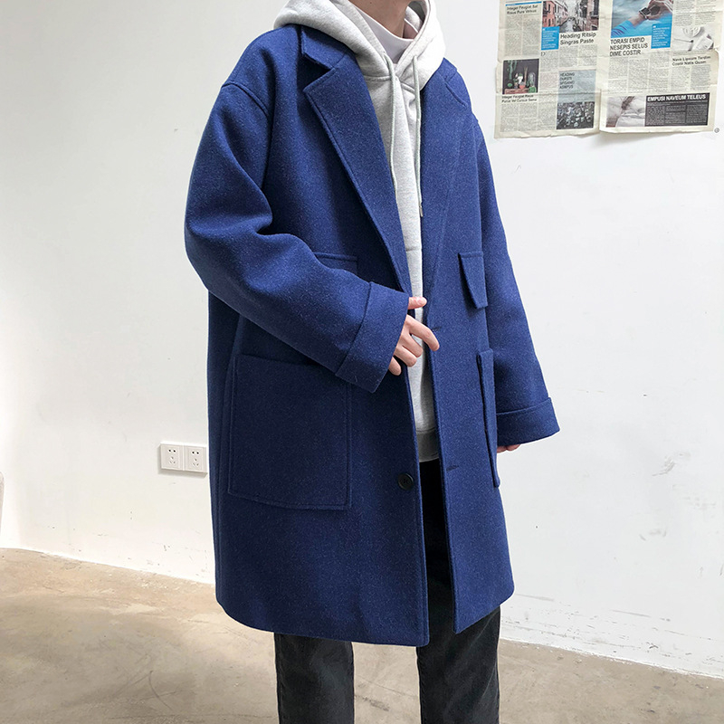 Paltas japonų stiliumi, vidutinio ilgio, vienos eilės užsegimas, apykaklė