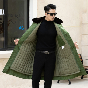 Ilgas medvilnės mišinio paltas su aksominiu pamušalu, dvigubu užsegimu