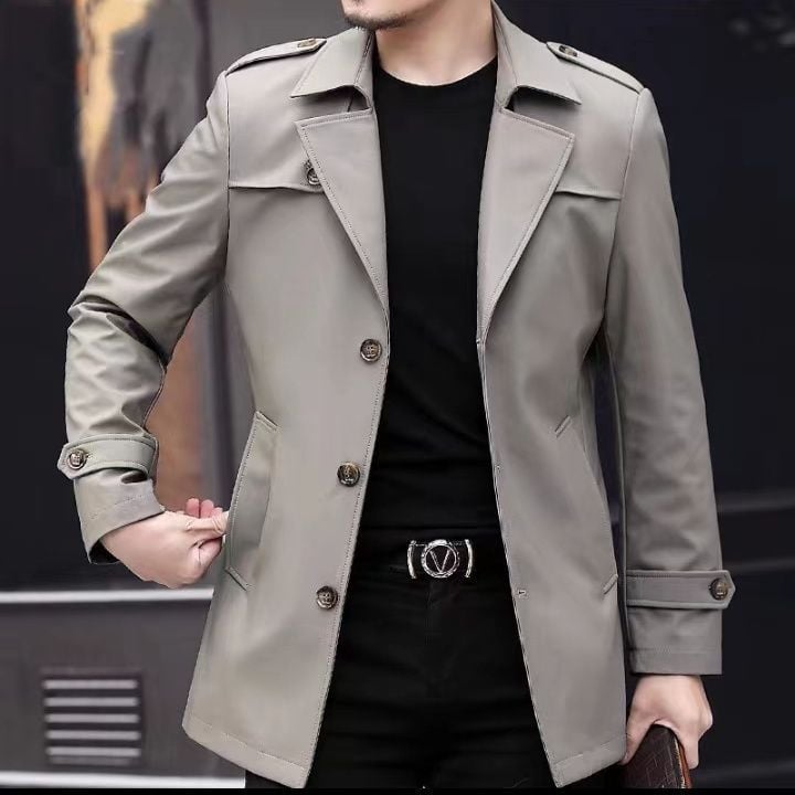 Vyrų vidutinio ilgio paltas, biuro stiliaus, kostiumo apykaklė, vieno mygtuko užsegimas, reversinis