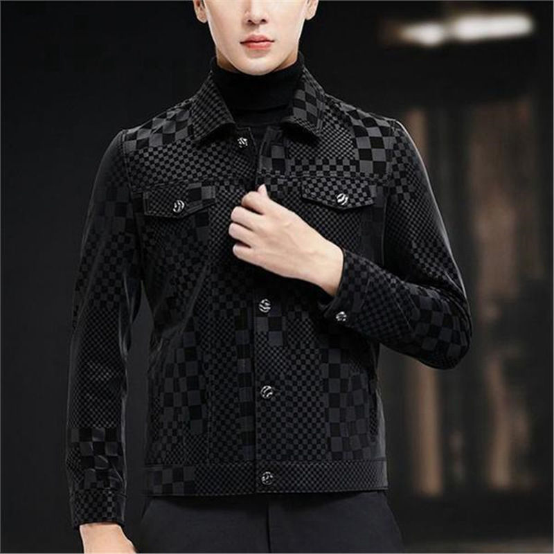 Кожено яке от истинска кожа, корейски стил, яка с ревър, тясна кройка, пролет 2023