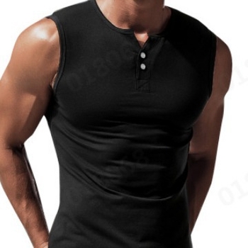 Muški bezruk T-shirt vest, slobodan kroj, okrugli izrez, poliester 30%, Milk Silk Sanding tkanina