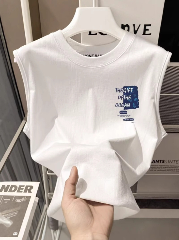 Muška bezrukavna majica – Hong Kong stil, ležerna silueta, Milk Silk tkanina s 80-90% poliestera, tanak