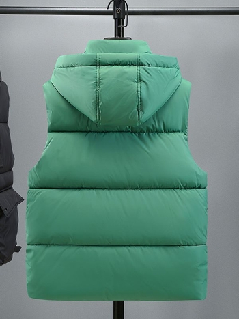 Vyrų be rankovių medvilninė pūkuota liemenė su storesniu užpildymu, korėjietiško stiliaus laisvas kirpimas, poliesterio mišinio audinys