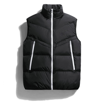 Vyrų stora poliesterio pluošto liemenė su laisva kirpimo linija, šilta, minimalistinė