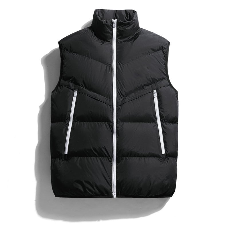 Vyrų stora poliesterio pluošto liemenė su laisva kirpimo linija, šilta, minimalistinė