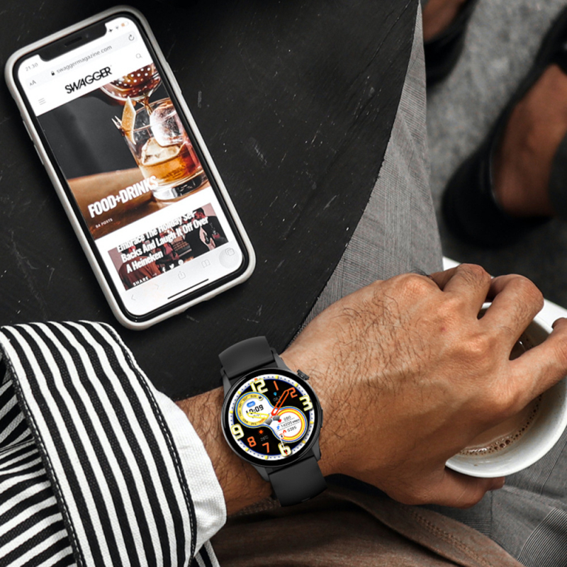 Nutikas veresuhkru jälgimisega kell vererõhu, südame löögisageduse, vere hapniku ja une jälgimisega | Ümmargune ekraan