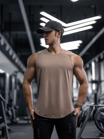 Sportski top bez rukava s okruglim izrezom, poliester tkanina, 80–90% sadržaj poliestera, ljetno, tanak