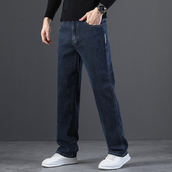 Muške traperice s ravnim krojem i opuštenim krojem, iznutra fleece, pamuk denim, jesen 2025