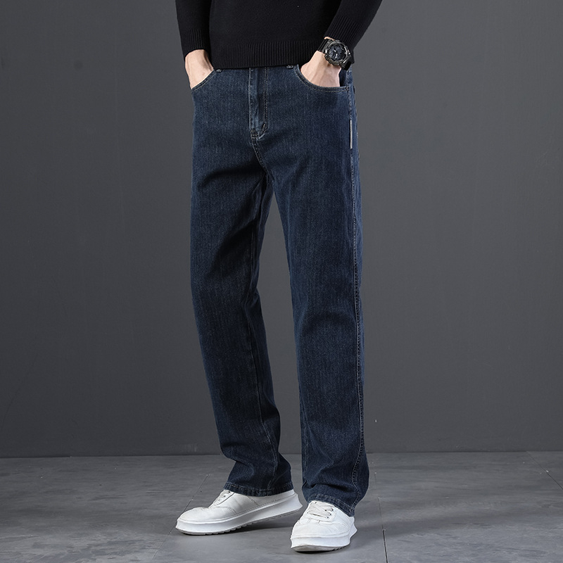 Muške traperice s ravnim krojem i opuštenim krojem, iznutra fleece, pamuk denim, jesen 2025