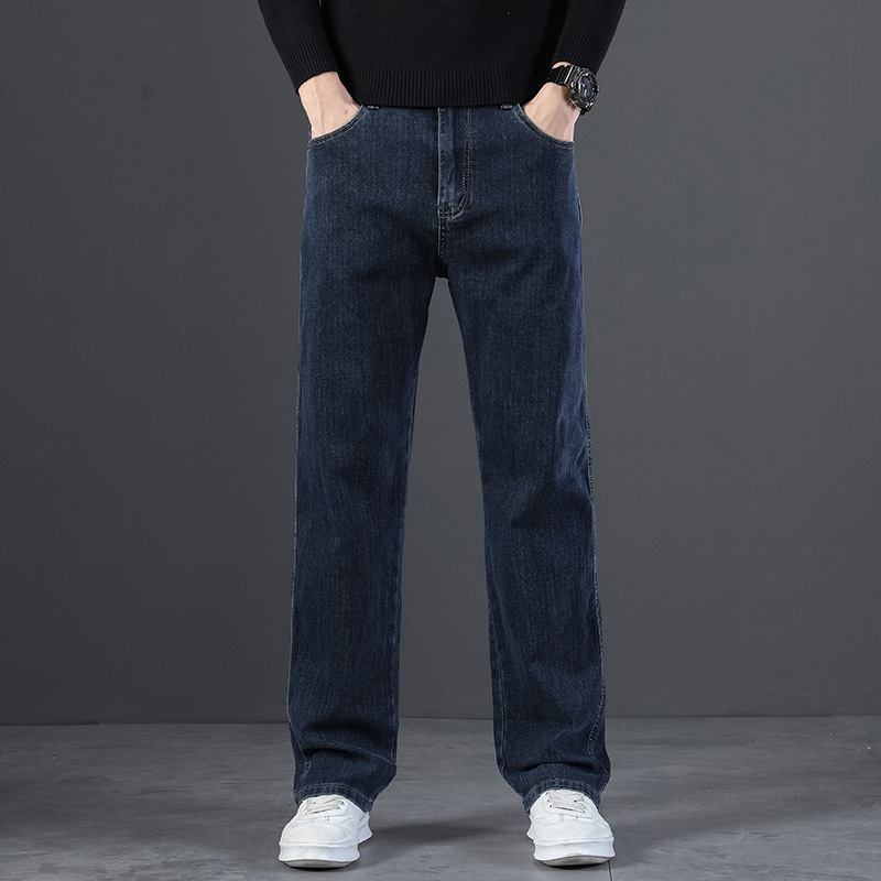 Muške traperice s ravnim krojem i opuštenim krojem, iznutra fleece, pamuk denim, jesen 2025