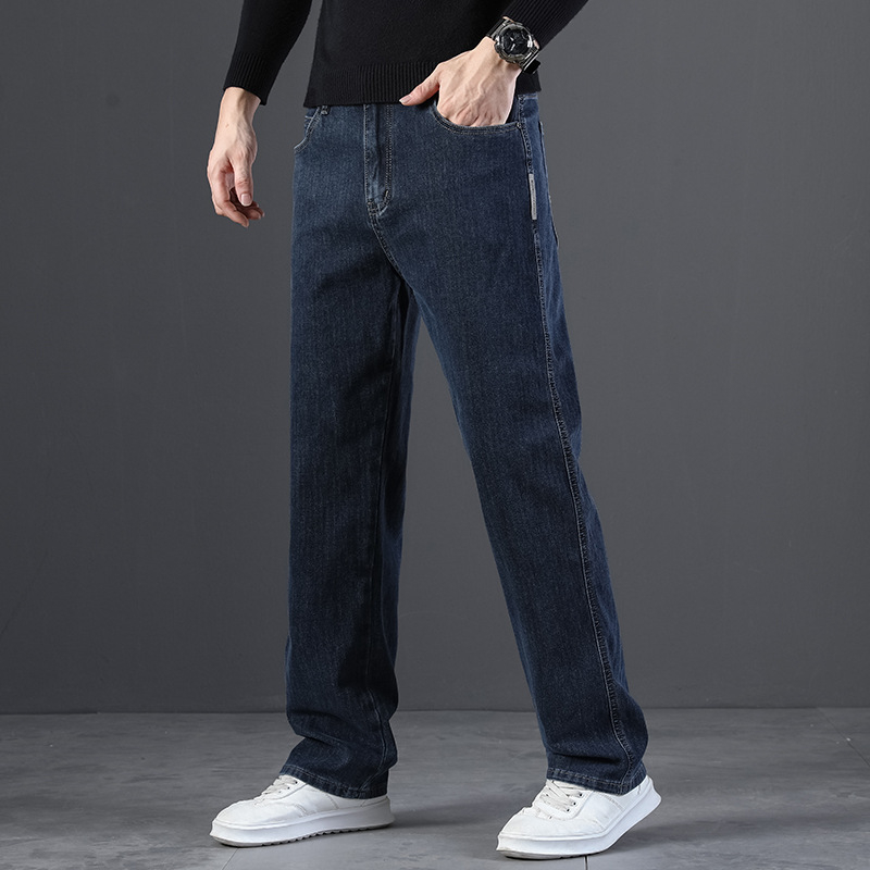 Muške traperice s ravnim krojem i opuštenim krojem, iznutra fleece, pamuk denim, jesen 2025