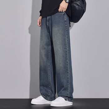 Muške traperice ravnih krojeva - srednji pojas, zip, pamuk-denim mješavina