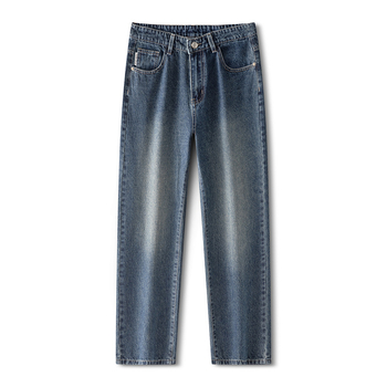 Muške traperice ravnih krojeva - srednji pojas, zip, pamuk-denim mješavina