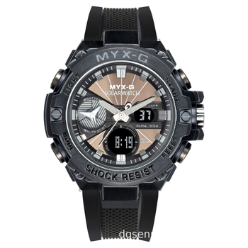 Vyriskas saulės energijos elektroninis laikrodis, atsparus vandeniui iki 50 m, 53 mm ciferblatas, pasaulio laikas, nerūdijančio plieno dirželis