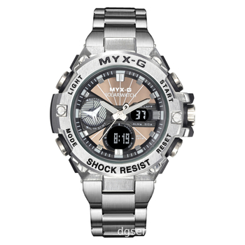 Vyriskas saulės energijos elektroninis laikrodis, atsparus vandeniui iki 50 m, 53 mm ciferblatas, pasaulio laikas, nerūdijančio plieno dirželis