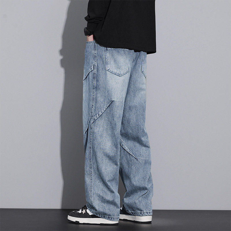 Férfi farmernadrág – fleece bevonat, téli, egyenes szár, poliészter, kötős zárás