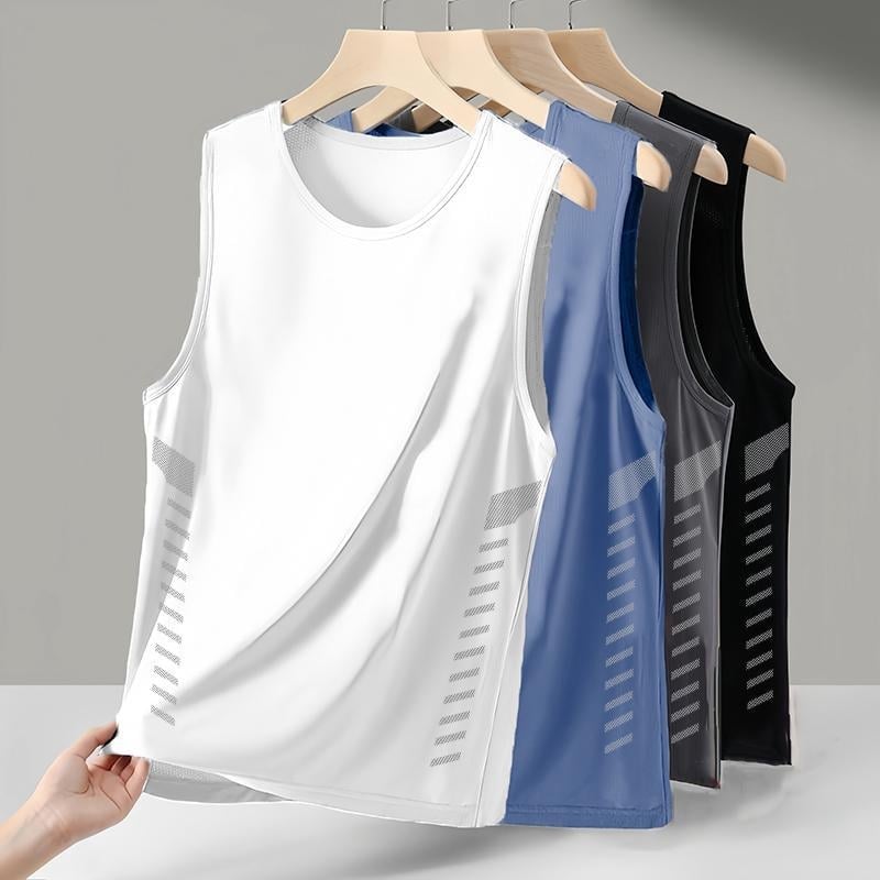 Muška bez rukava majica s okruglim izrezom, Ice Silk materijal, slobodan kroj, brzo suši, poliester 95%, ljeto
