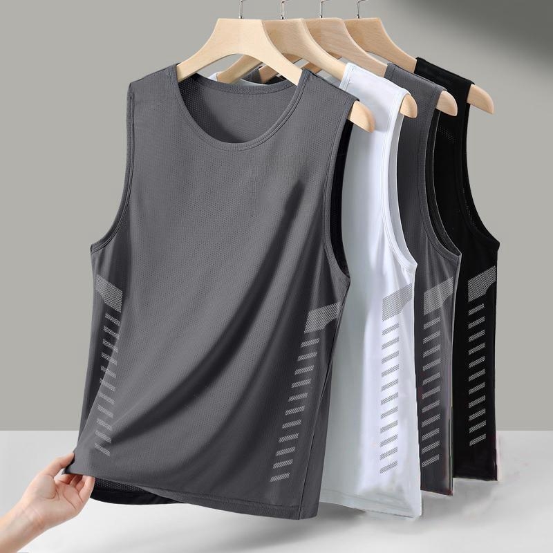 Muška bez rukava majica s okruglim izrezom, Ice Silk materijal, slobodan kroj, brzo suši, poliester 95%, ljeto