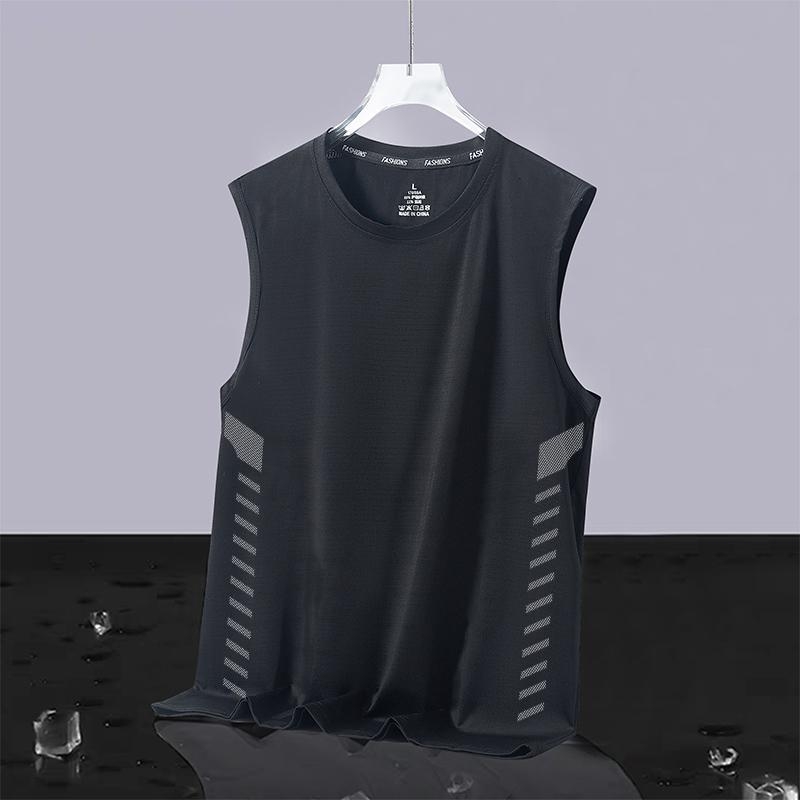 Muška bez rukava majica s okruglim izrezom, Ice Silk materijal, slobodan kroj, brzo suši, poliester 95%, ljeto
