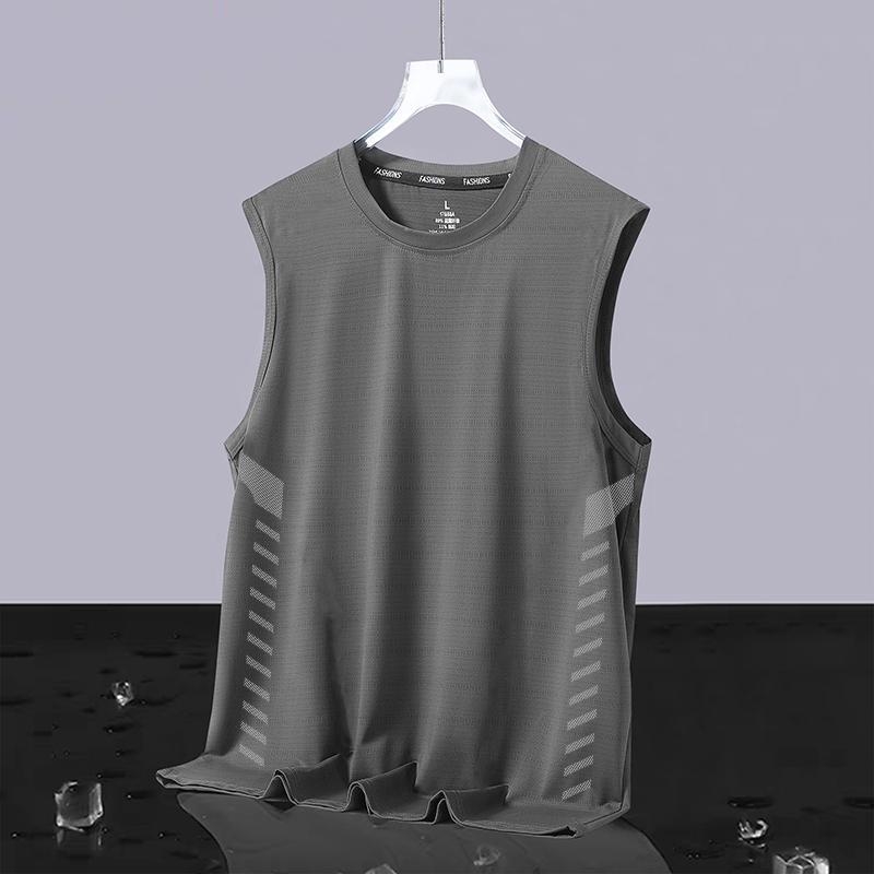 Muška bez rukava majica s okruglim izrezom, Ice Silk materijal, slobodan kroj, brzo suši, poliester 95%, ljeto