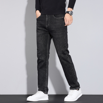 Muške traperice ravnog kroja, fleece‑lined za zimu, pamukova smjesa, zatvarač, mikroelastični