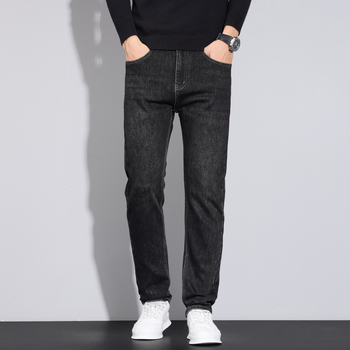 Muške traperice ravnog kroja, fleece‑lined za zimu, pamukova smjesa, zatvarač, mikroelastični