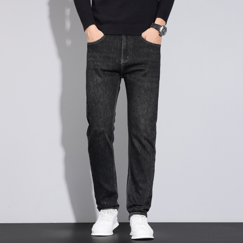 Muške traperice ravnog kroja, fleece‑lined za zimu, pamukova smjesa, zatvarač, mikroelastični