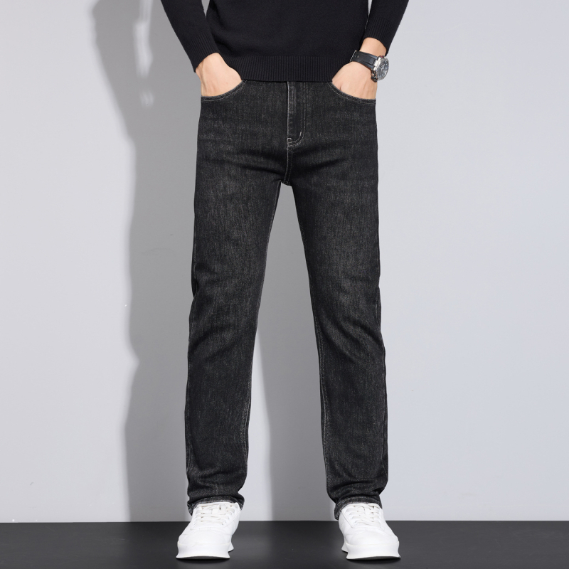 Muške traperice ravnog kroja, fleece‑lined za zimu, pamukova smjesa, zatvarač, mikroelastični