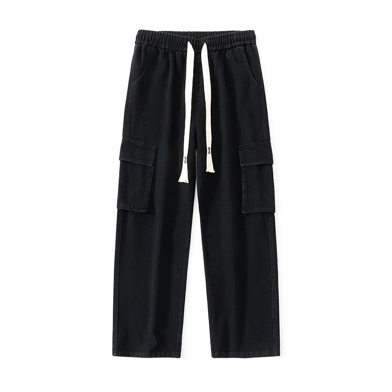 Férfiaknak készült amerikai stílusú retro denimnadrág téli viselet, középmagas derék, egyenes szár, fleeces bélés, 78,1% pamut