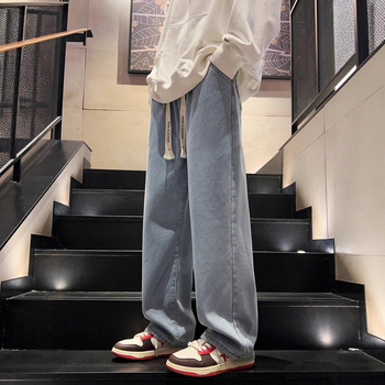 Muške traperice od denima s baršunastim podstavom i fleece unutarnjom oblogom, ravni kroj, srednji pojas, šnura zatvaranje